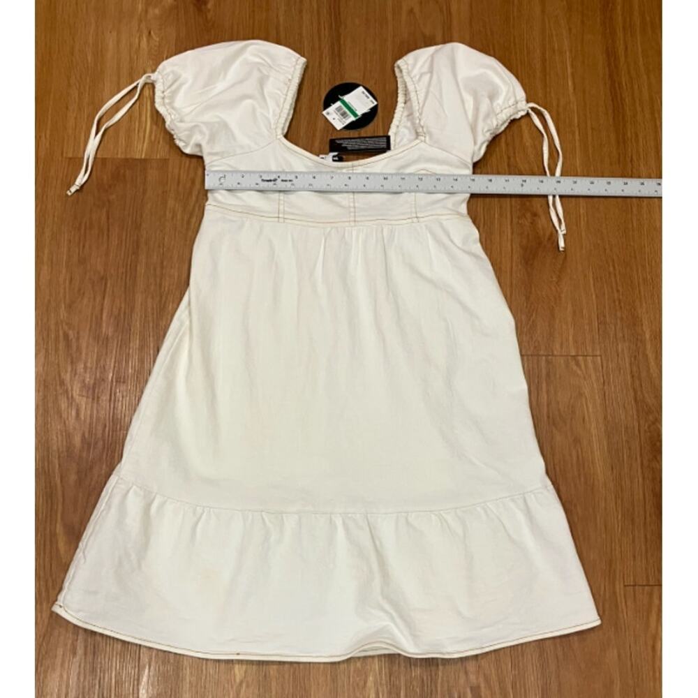 Planet Heart Juniors' Denim PuffSleeve MiniDress Off White L - Picture 5 of 8